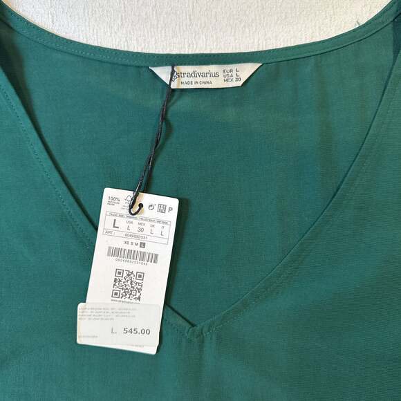 Stradivarius Tops - Stradivarius Emerald greene Ruffle Blouse Size Large Top boho chic